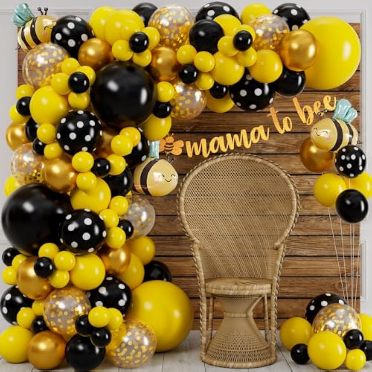 All-In-1 Bee Balloons Arch & Garland Kit – Yellow And Black Balloons For Bumble Bee Party – What Will It Bee Gender Reveal, Honey Bee Baby Shower, Bee Birthday Party Decorations & Supplies