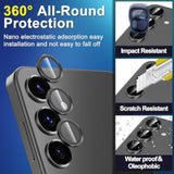 For Samsung Galaxy S25 Plus Camera Lens Protector, Individual Metal Ring Tempered Glass Lens Cover, [Strong Adsorption] Scratch Resistant Ultra-Thin Hd Clear Lens Cover, 1 Set-Black
