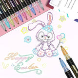 Shimmer Marker Set,Outline Pens Shimmer Markers Pens,Apply To Gift Card Writing Drawing Pens For Card Writing,Birthday Greeting Card,Painting,Diy Art Crafts,Christmas Gifts?12 Colors?