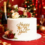 Happy New Year 2026 Gold Acrylic Cake Topper Party Decor
