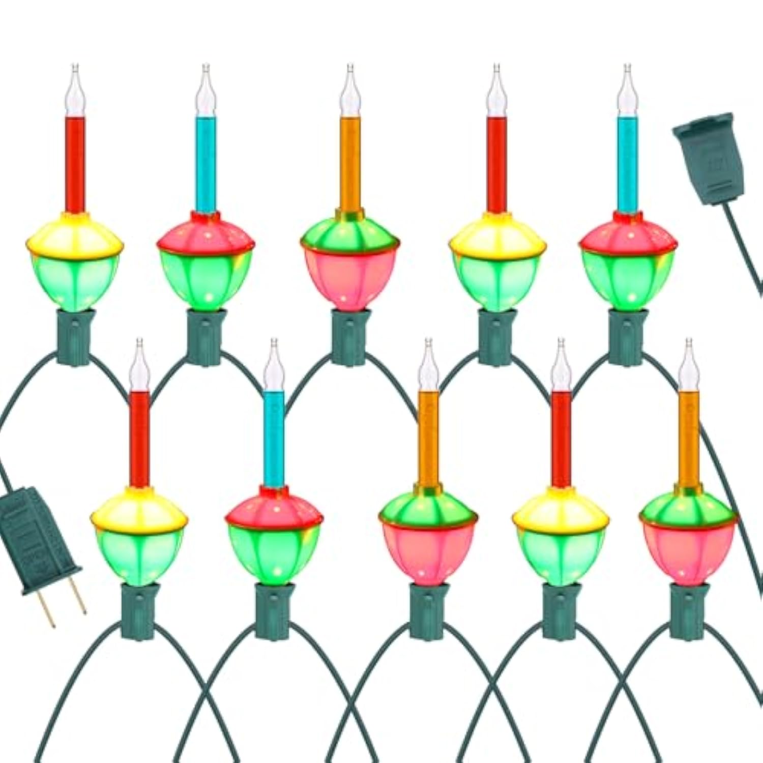 1Pack Christmas Bubble String Lights With 10 Light Bulbs And Outlet, 10Pcs Multicolor Bubble Lights Bulbs 2Fuse C7/E12 B
