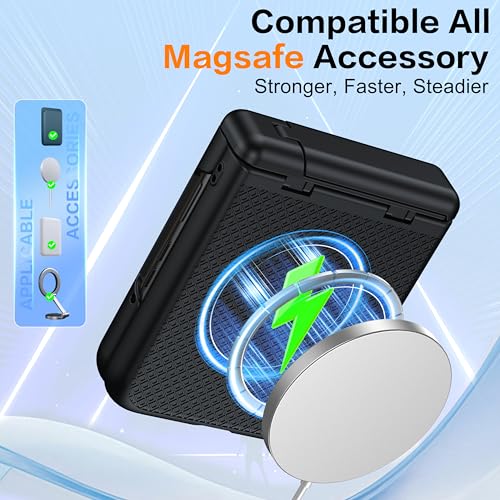 Magnetic For Motorola Razr Ultra 2025 Case [Hinge Protectionkickstand] [Built-In Front Screen Protector] [Compatible With Magsafe] Shockproof Full Body Phone Case For Moto Razr Ultra 2025