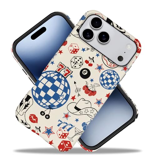 Case Compatible with iPhone 17 Pro Max,Hybrid 2-Layer Hard Shell,Shockproof Soft for Girl Women,Classic Western Cowboy Boots Retro