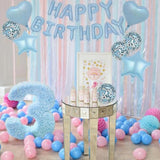 27pcs Light Blue Birthday Decorations Set – 3D Letter Banner & Foil Balloons