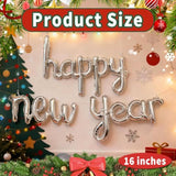 Sliver Happy New Year Balloons 2026, New Years Eve Balloons, Nye Decorations 2026, Foil Party Balloon Eve Decorations Supplies
