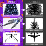 4Ft Prelit Black Christmas Tree With 150 Lights, Artificial Fake Christmas Tree With 666 Pe&Pvc Branch Tips, Halloween And Xmas Tree For Holiday Decorations, Metal Stand And Hinged Branches