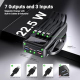 Portable Charger Power Bank 50000Mah- 7 Outputs & 3 Inputs Usb-C Pd 22.5W Fast Charging Powerbank Battery Pack With Built-In Cables And Ports Led Display For Iphone 16 15 14 13 Samsung Android Ipad