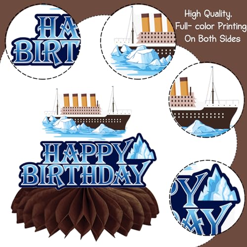Nautical Theme Party Honeycomb Centerpieces 12-Piece Cruise Ship Classic Movie Table Decorations Ocean Ship Table Centerpieces Nautical Birthday Party Decorations for Baby Shower Supplies