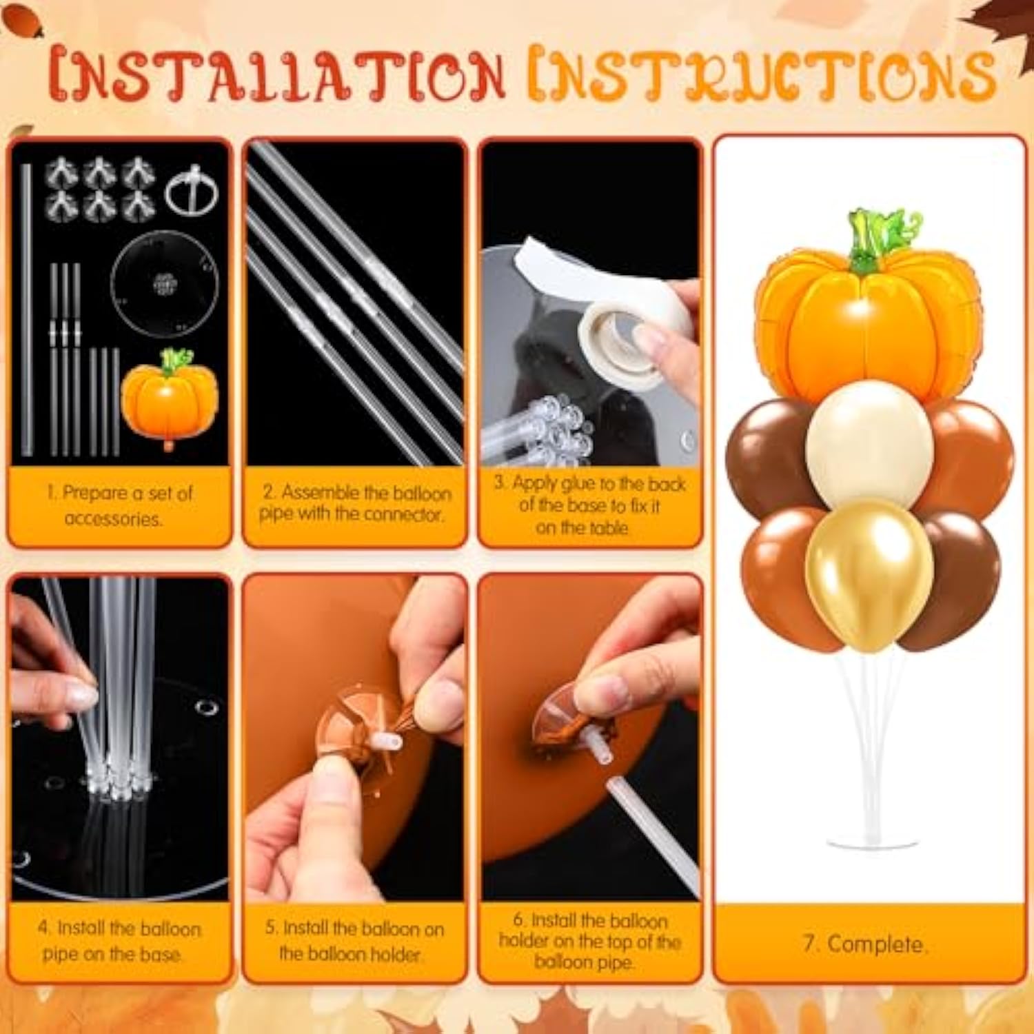 Fall Balloon Pumpkin Foil Stand Kit Table Centerpiece Boho Wedding Birthday