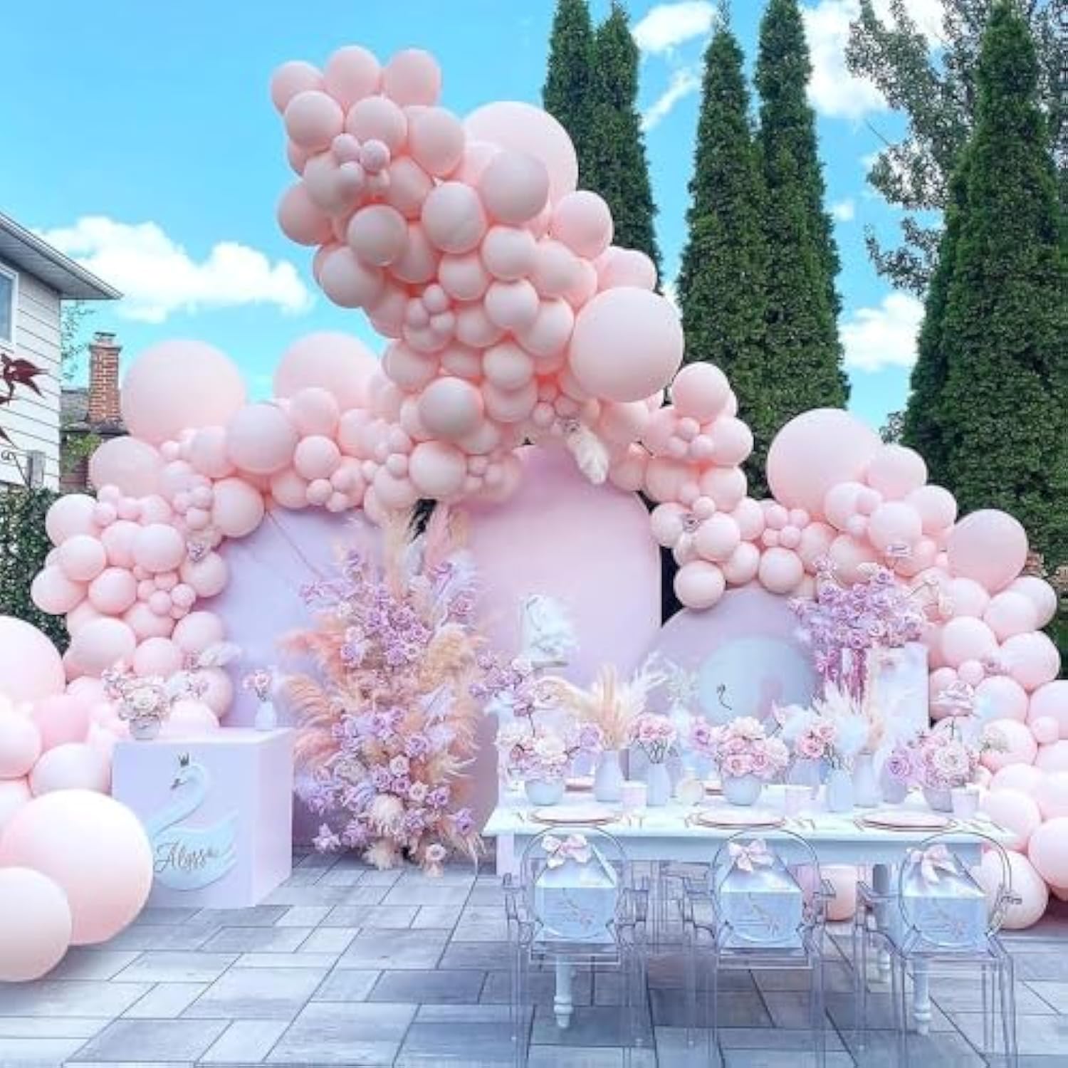 Pastel Light Pink Balloons Double Stuffed Pink Balloon Garland Arch Kit Different Sizes 18/12/5 Inch For Birthday Baby Shower Gender Reveal Bridal Party Decorations