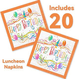 40PCS Happy Birthday Paper Plates & Napkins Set - 20 Plates & 20 Napkins