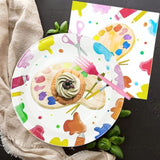 Art Paint Party Supplies Tableware - Paint Art Party Decorations Dinnerware, Plates, Napkins, Cups, Cutlery, Art Painting Themed Party Supplies For Birthday Baby Shower | Serves 24