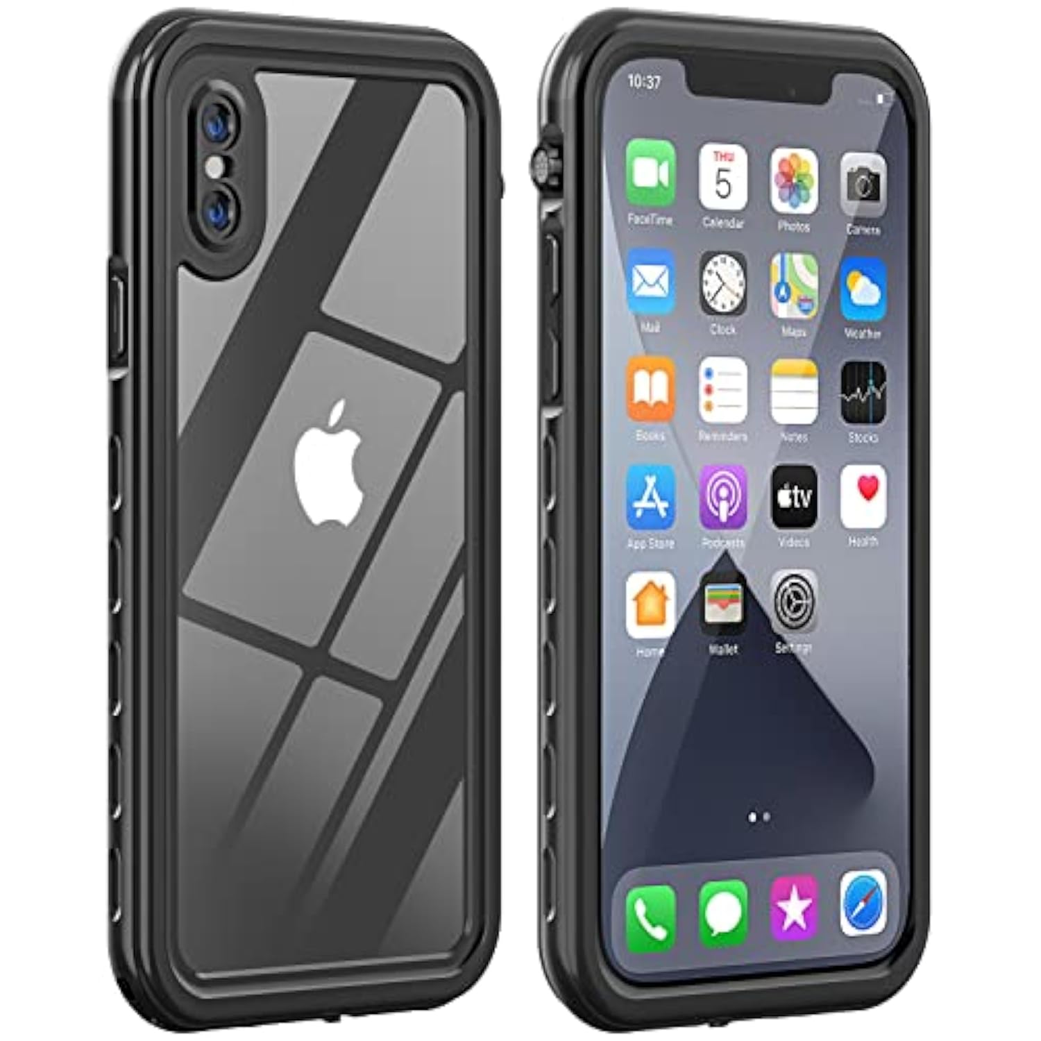 For Iphone X/Xs Waterproof Case Life Snowproof Dirtproof Shockproof Cover For Iphone X/Xs 5.8‘’ (Black)