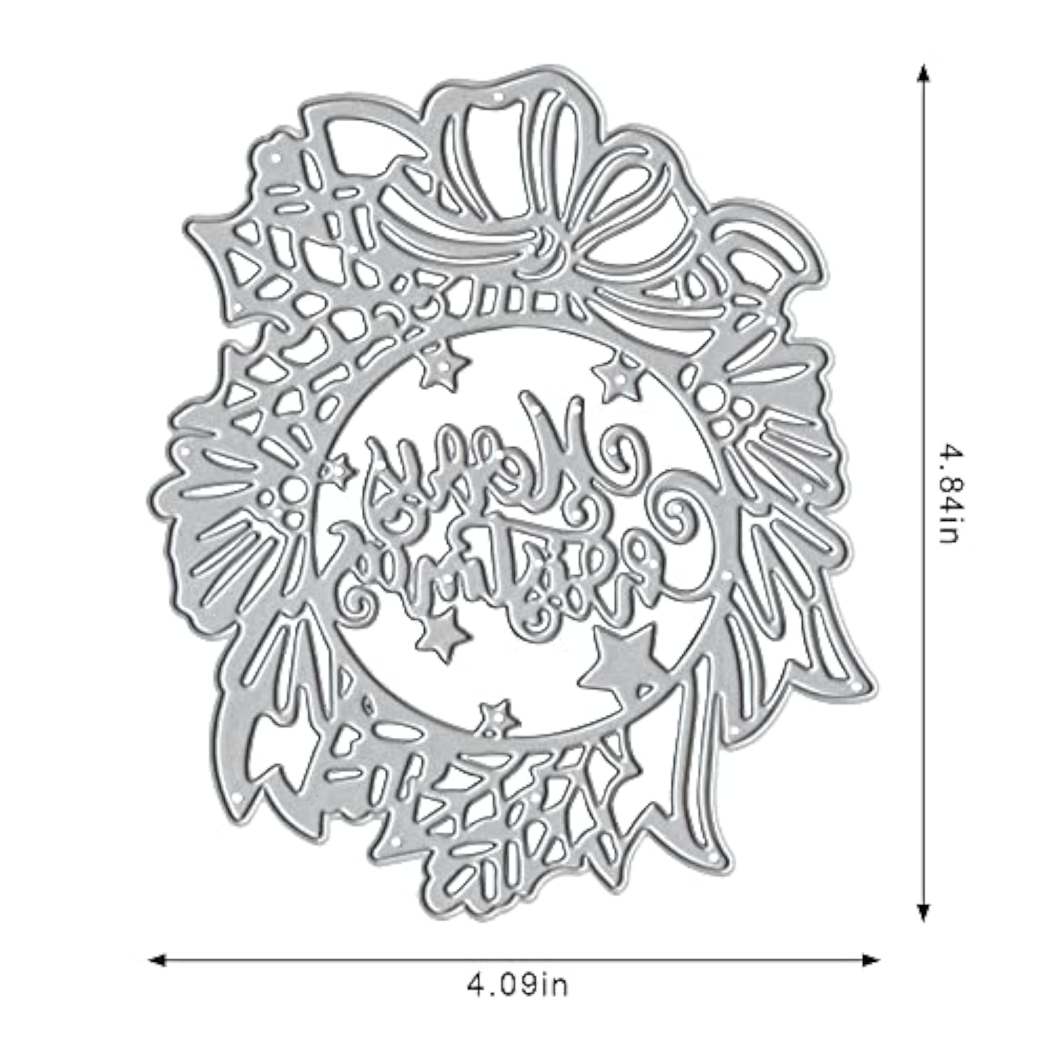 Christmas Wreath Frame Metal Cutting Die Set For Card Making And Christmas Decorations, Merry Christmas Words Die Cuts Stencils Embossing Template For Diy Scrapbooking Craft