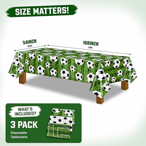 Soccer Table Cloth 3Pcs - Soccer Birthday Party Decorations