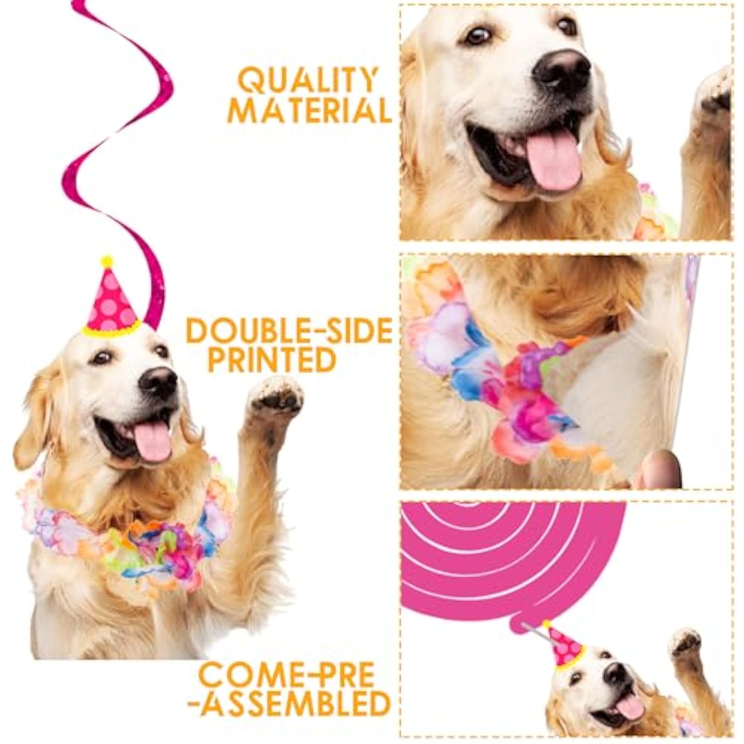 Golden Retriever Hanging Swirls Golden Retriever Birthday Party Decorations 20Pcs Dog Party Ceiling Streamers Retriever Party Supplies For Puppy Dog Party Hanging Decorations
