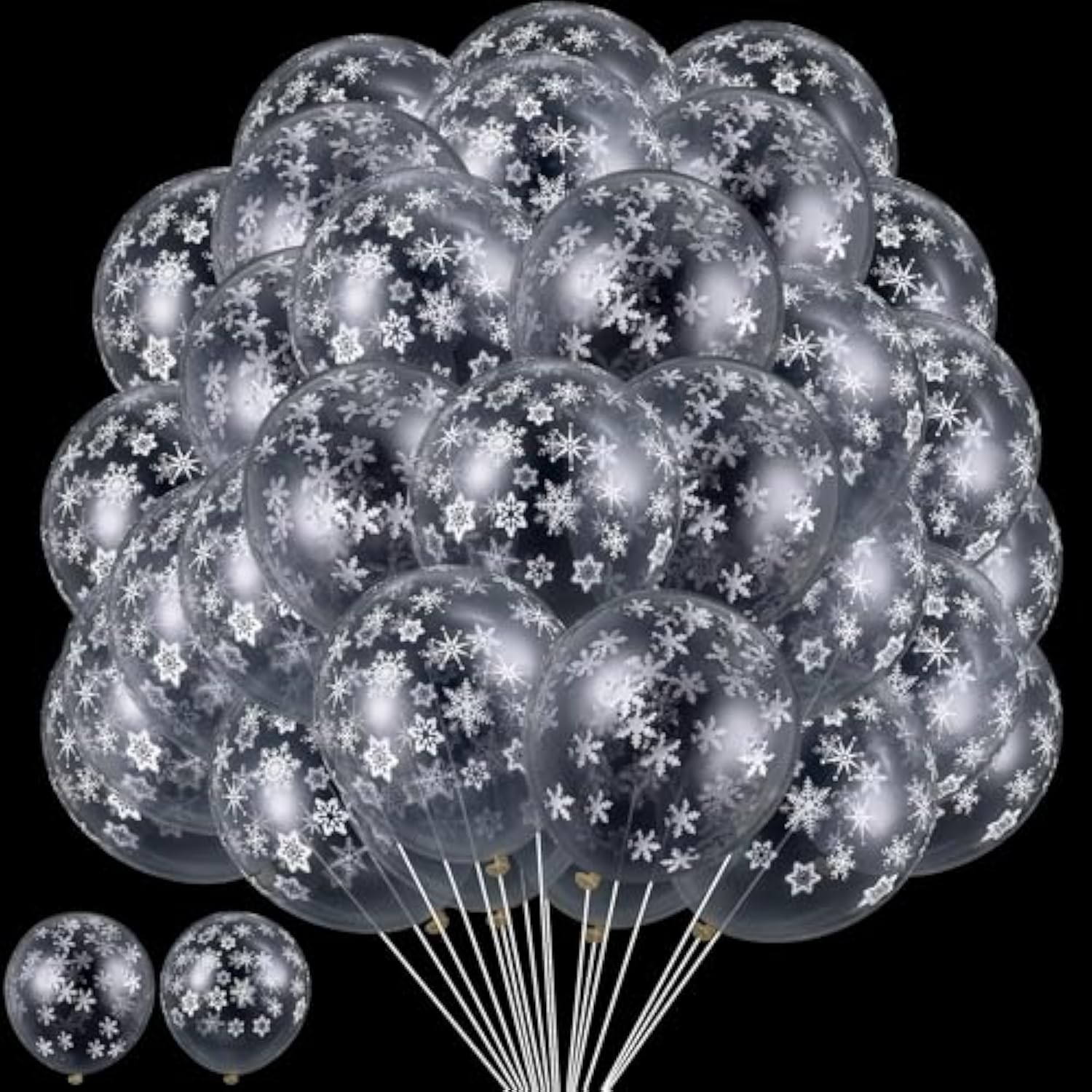 72 Pieces Winter Clear Snowflake Balloons Transparent Snowflakes Balloon Glitter Confetti Balloon 12 Inch Clear Latex Balloons Wonderland Decorations For Christmas Birthday Party