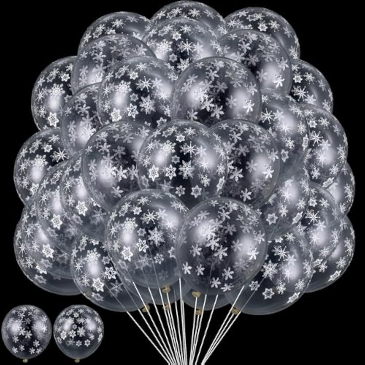 72 Pieces Winter Clear Snowflake Balloons Transparent Snowflakes Balloon Glitter Confetti Balloon 12 Inch Clear Latex Balloons Wonderland Decorations For Christmas Birthday Party