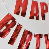Red Happy Birthday Banner Metallic Garland 13Pcs Party Hanging Decorations