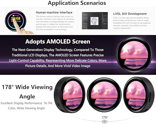Esp32-S3 1.43Inch Amoled Display Development Board, 466X466 Resolution 16.7M Color Qspi Interface, Esp32 With Capacitive Touch Amoled Round Lcd, Support 2.4 Ghz Wi-Fi And Ble 5, With Cnc Metal Case