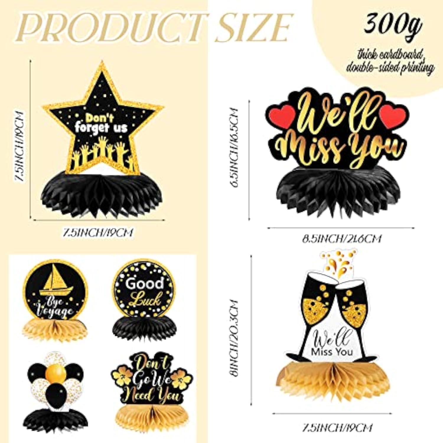 7 Pieces Farewell Party Decorations We Will Miss You Decorations Honeycomb Going Away Party Centerpiece For Coworker Employee Friend Goodbye Retirement Supplies