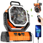 Camping Fan Rechargeable, 20000Mah Large Battery Powered Fan, 4Speed Rechargeable Fan Portable With Remote, Battery Operated Fans With Led Light And Hanging Hook, Cordless Fans For Tent Picnic Outdoor