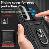 For Galaxy A36 5G Phone Case,With Camera Lens Cover Hd Screen Protector,[Military Grade] Ring Car Mount Kickstand Hybrid Hard Pc Soft Tpu Shockproof Protective Case For Samsung A36 5G, Black