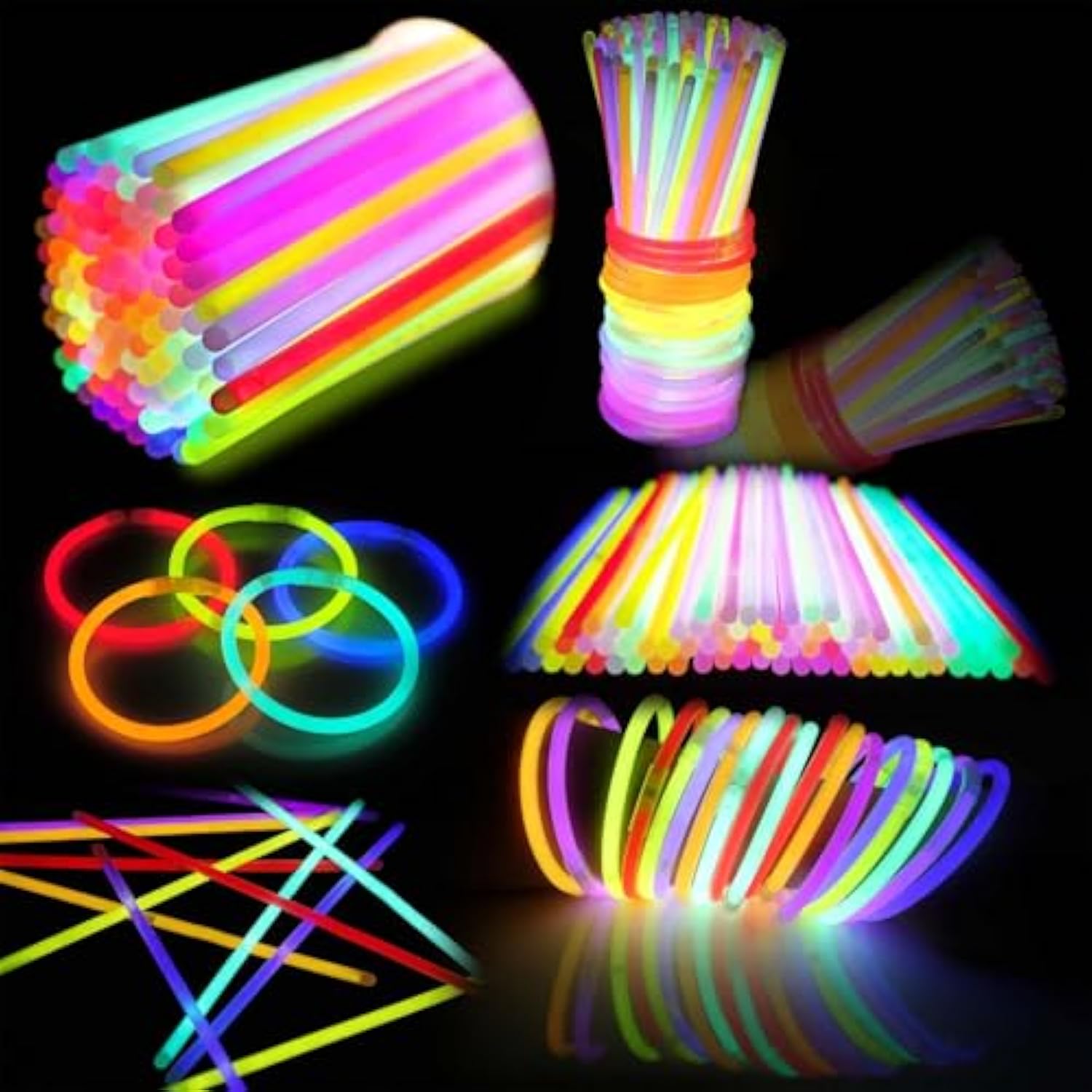 100-Pack 8-Inch Glow Sticks with Connectors for Halloween and Party Supplies