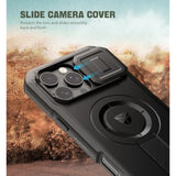 For 16 Pro Max Case With Slide Camera Cover & Adjustable Kickstand & Built-In Screen Protector,Compatible With Magsafe Shockproof Bumper Cases Heavy-Duty Mangetic Protective Cover,Black