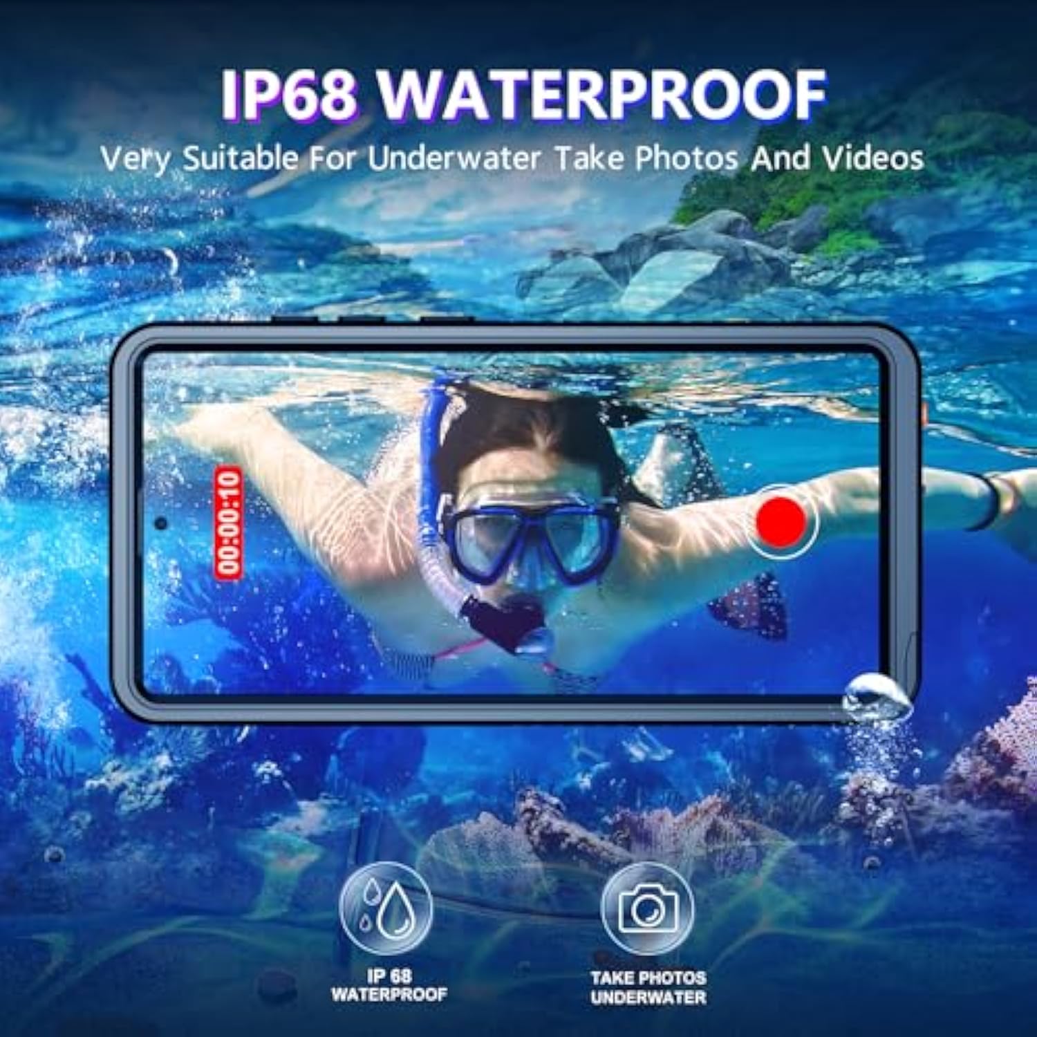 Designed For Samsung Galaxy S25 Ultra Case Waterproof, Built-In Lens & Screen Protector Military Grade Shockproof Dropproof Ip68 Underwater Full Body Phone Case For Galaxy S25 Ultra 6.9"-Black