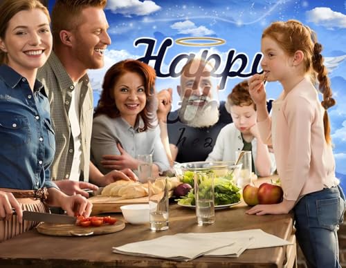 Happy Birthday in Heaven Backdrop Funeral Memorial Flags Celebration of Life Decoration Funeral Themed Party Backdrop Photo Booth