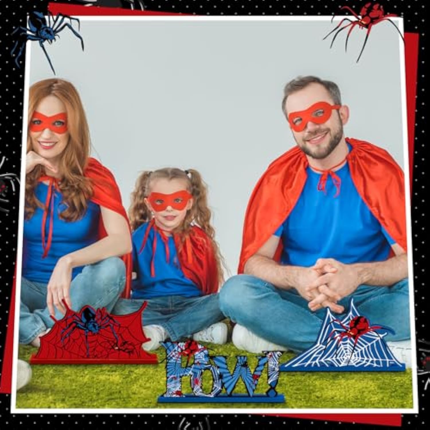 6 Pcs Spider Birthday Party Decorations Spider Wooden Table Decorations Happy Birthday Table Centerpiece Sign For Boy