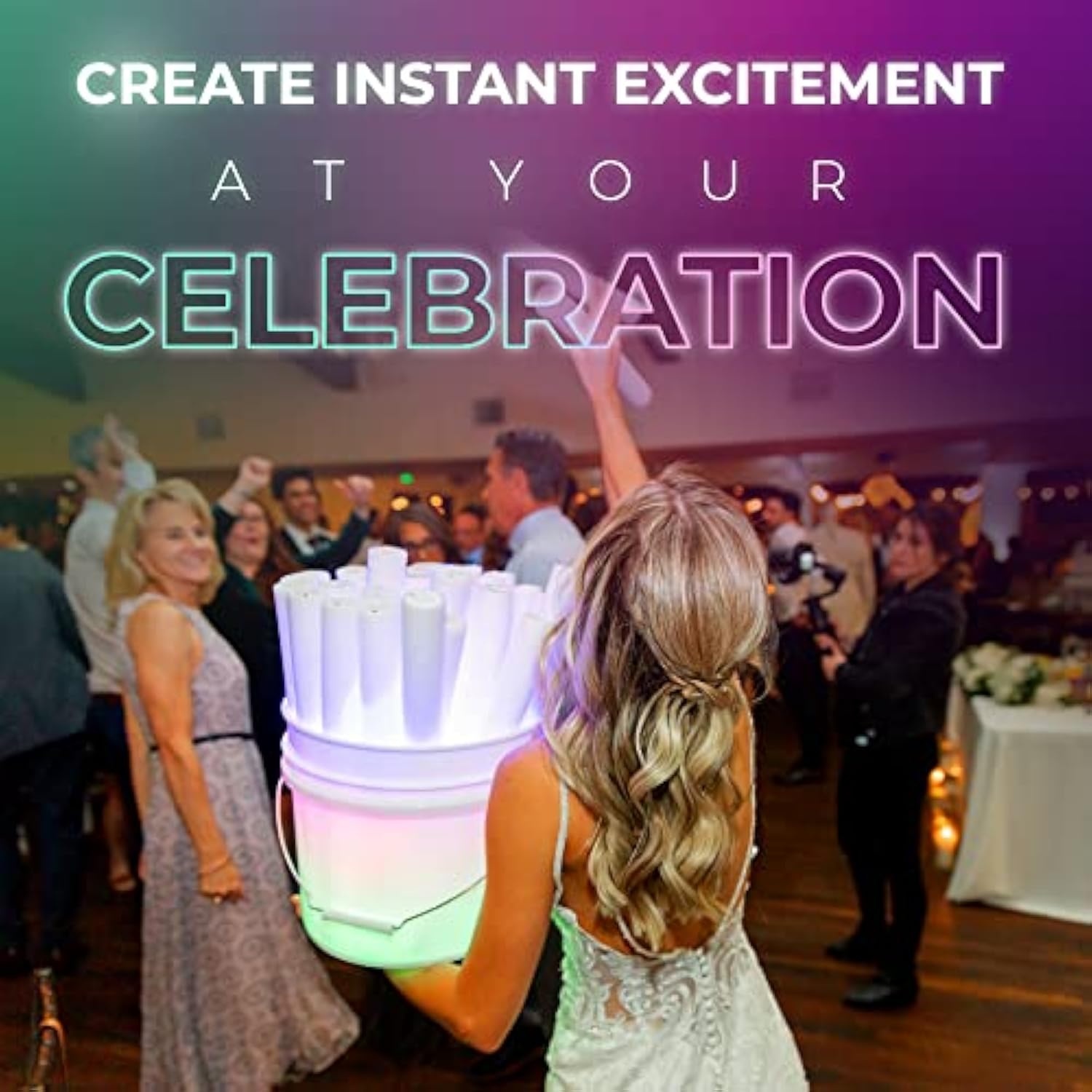 100 Pc 18 Inch Multicolor LED Foam Sticks with 3 Modes for Parties and Weddings