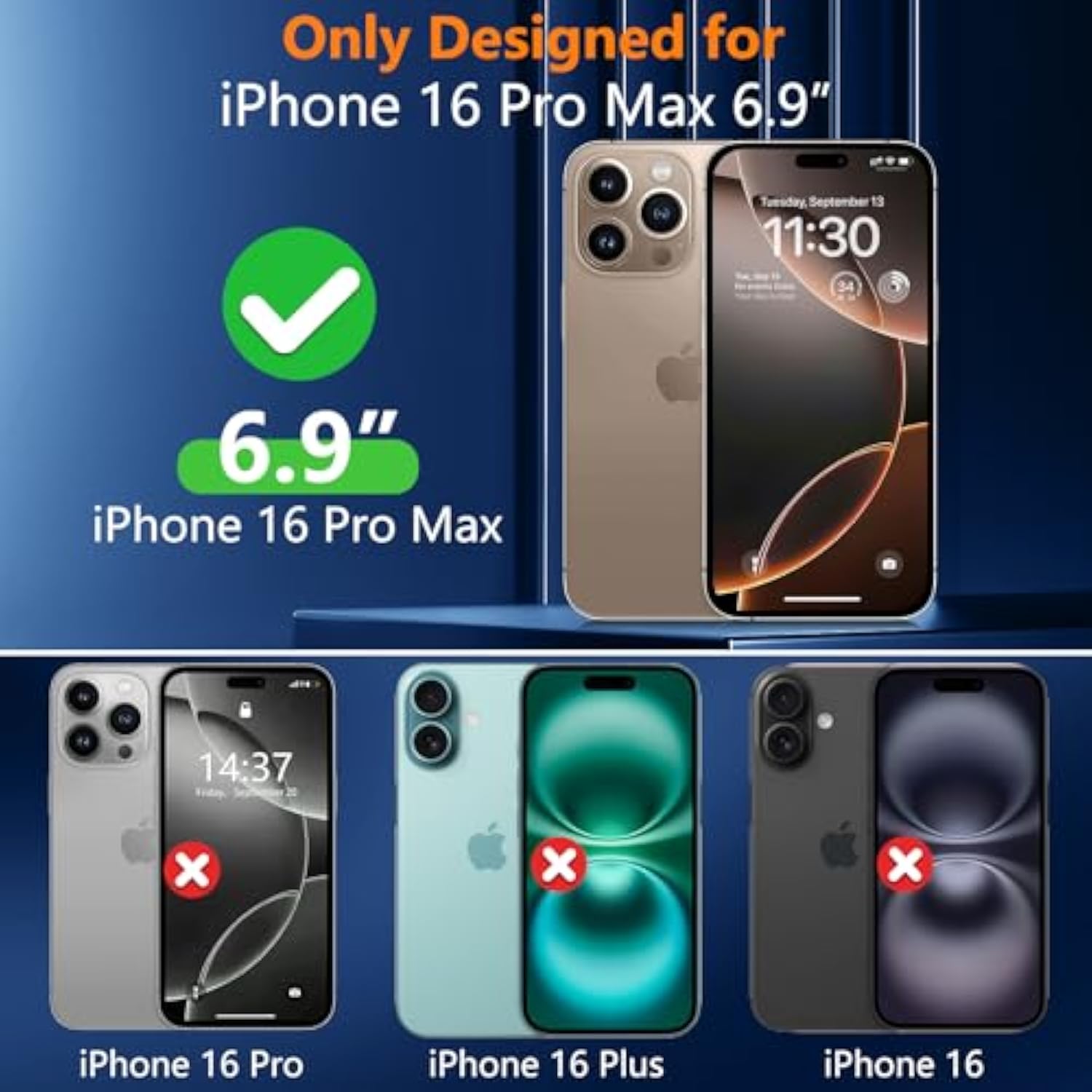 Magnetic For Iphone 16 Pro Max Case, With 2Pcs [Tempered Glass Screen Protector] [ Grade Drop Protection] Invisible Kickstand Slim Case For Iphone 16 Pro Max 6.9", Clear