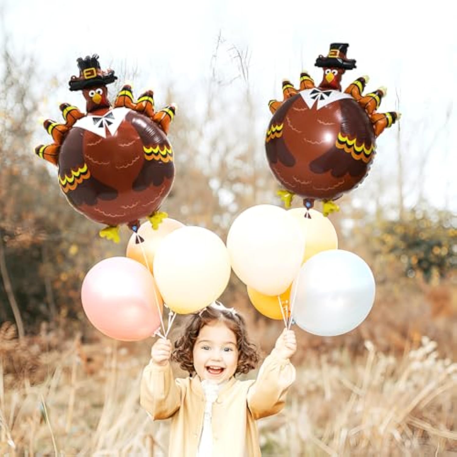 Thanksgiving Turkey Balloons 6Pcs Large Foil Balloons for Fall Harvest Party Decor