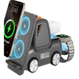 Forklift Wireless Charging Station With Bluetooth Speaker, 4 In 1 Wireless Fast Charger Multiple Devices, Compatible With Iphone16 15 14 13 Pro Max Series, Apple Iwatch, Airpods, Android Phones