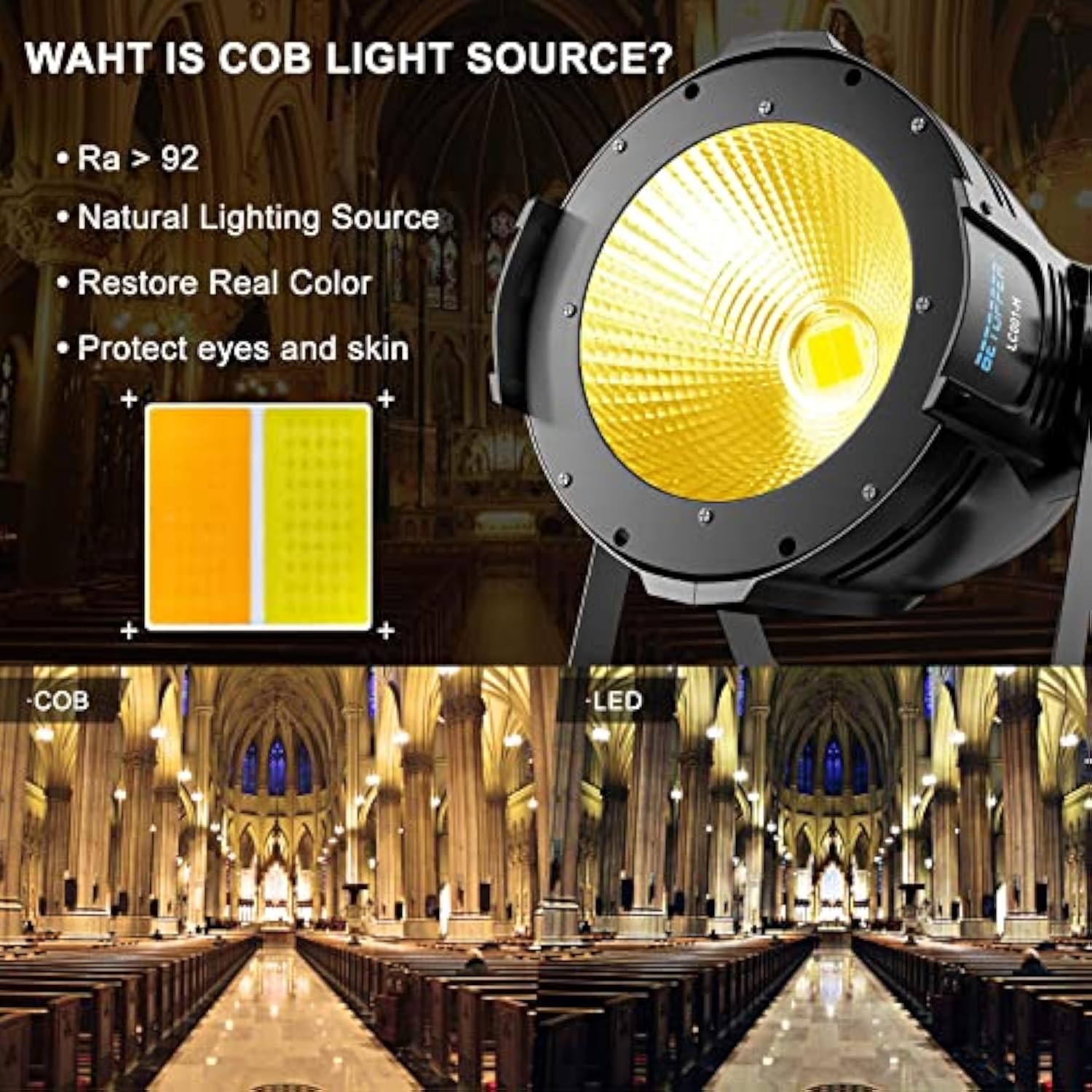 Stage Spotlights, 100W Led Dmx Lights, Warm & Cold White Spot Lights Cob Stage Lighting, Strobe Lighting For Church, Parties, Wedding, Theatre, Live Events, Stage Etc.(1 Pack)