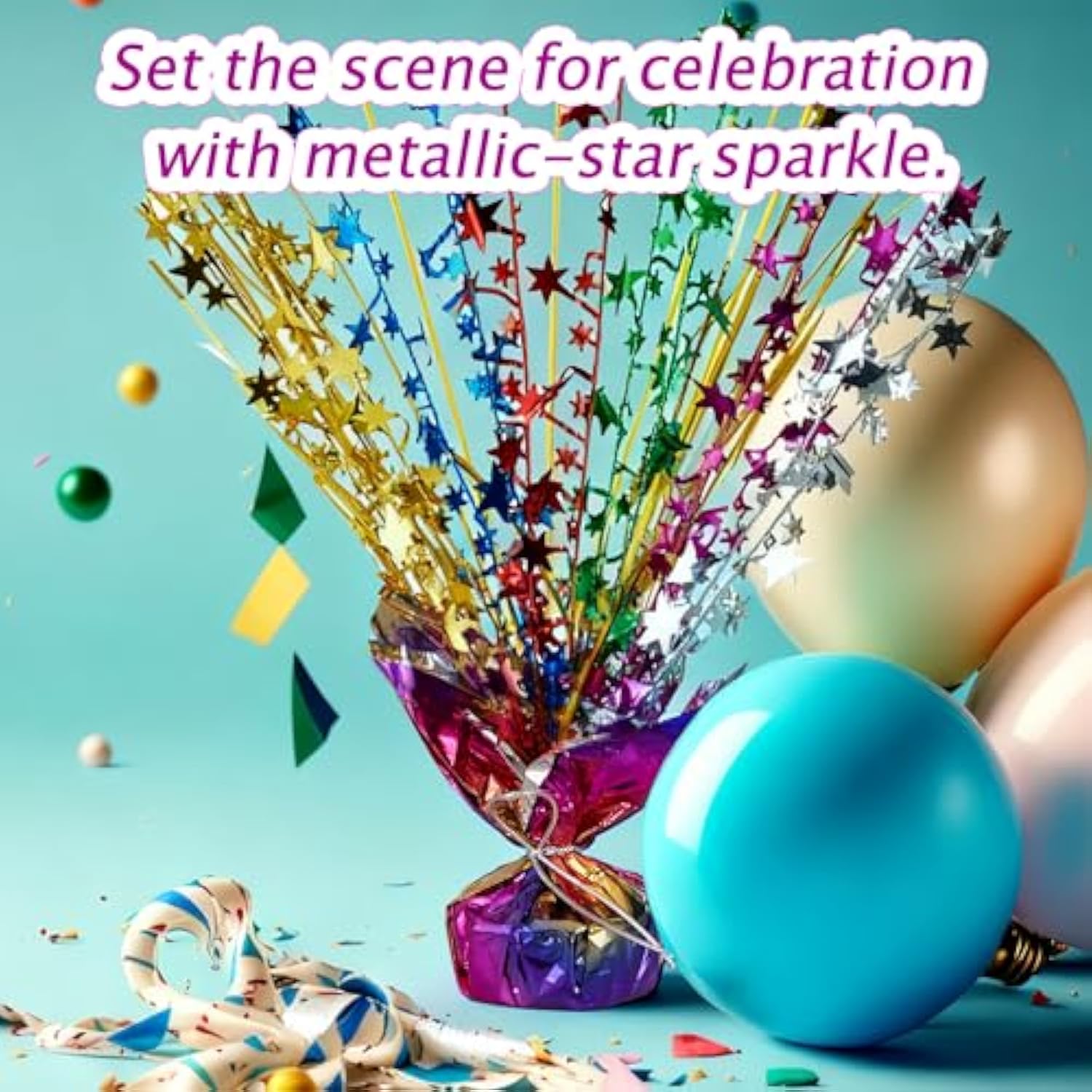 4 Pcs Metallic Foil Star Spray Centerpieces for New Year, Birthday, and Wedding