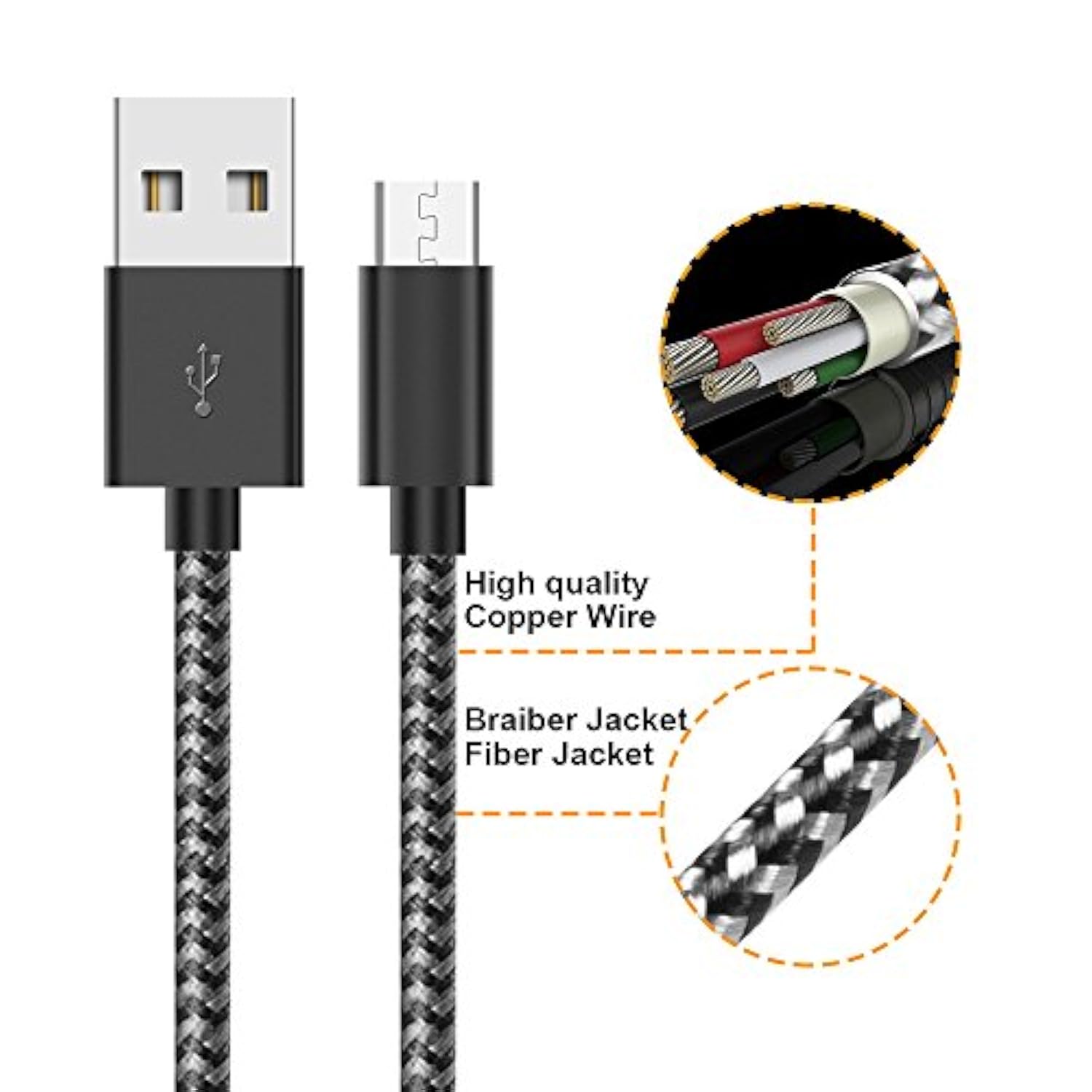 Gopala Micro Usb Cable Android Charger [6-Pack 5Ft] Nylon Braided Fast Sync&Charging Cord For Android, Samsung, Nexus, Lg, Htc, Nokia, Sony, And More