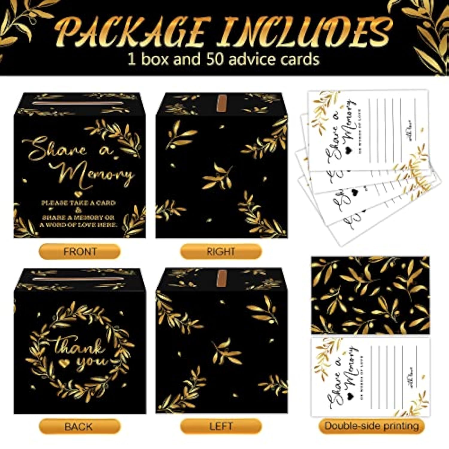 50PCS Share a Memory Cards Box for Funeral Wedding Birthday Anniversary Retirement