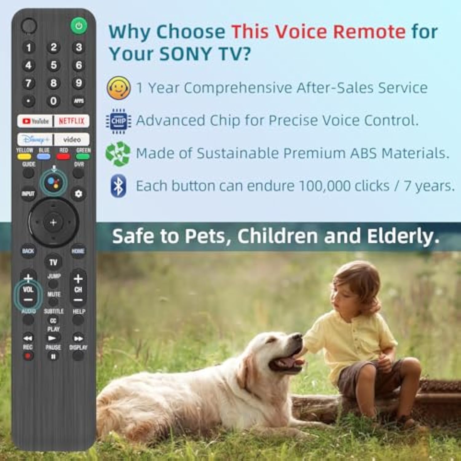 for Sony TV Remote Replacement, for Sony TVs and Bravia TVs with Voice Command. for All 2019-2023 Sony XR/XBR/KD Series 4K LED OLED Google/Android Smart TVs. 1-Year Full .