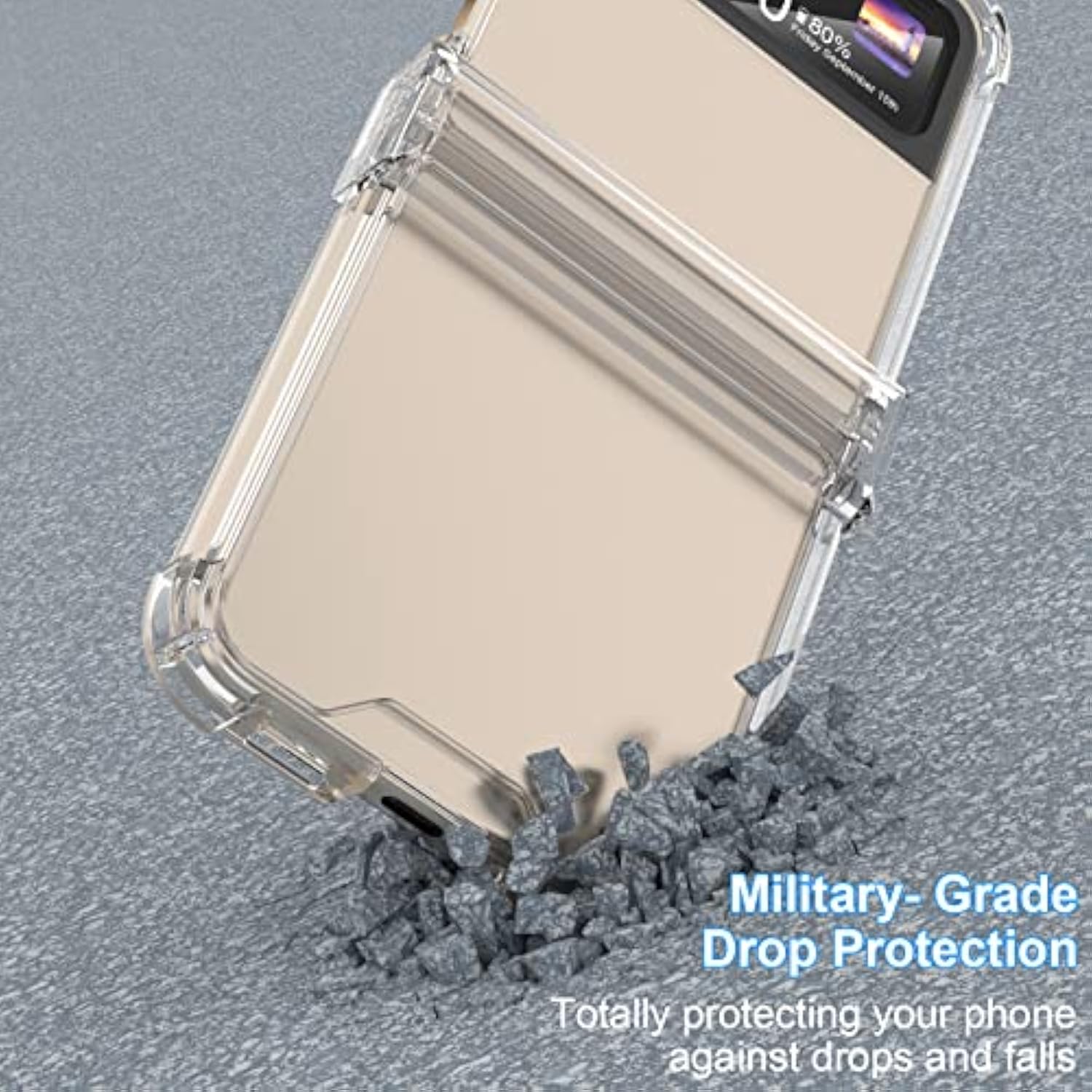 Designed For Galaxy Z Flip 4 Case With Hinge Protection For Samsung Flip 4 Full Cover Shockproof Slim Phone Protection Case Clear For Z Flip 4 5G(2023)-Clear