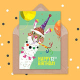 Llama Party Birthday 13Th Greetings Card