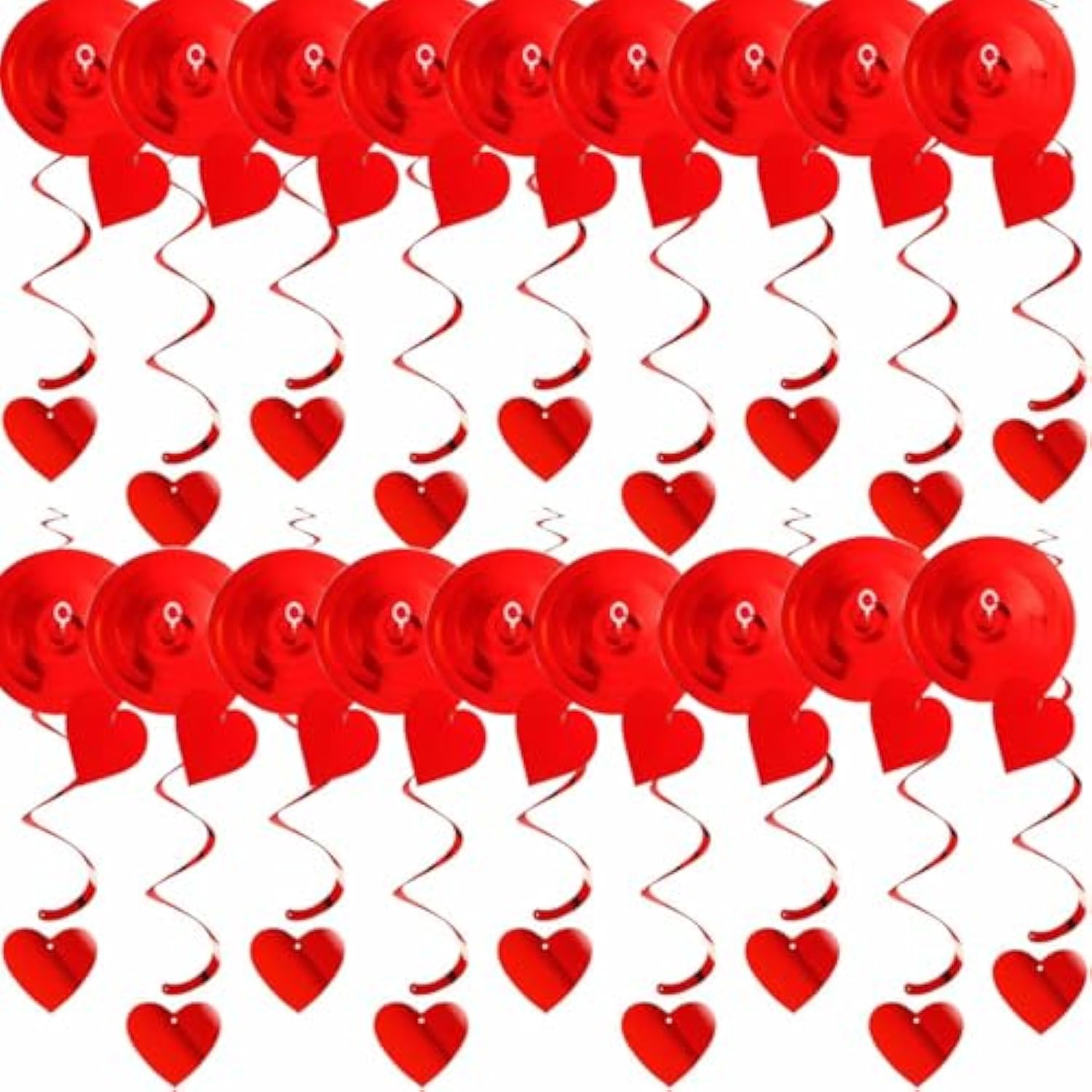 18Pcs Valentines-Day Red Heart Swirls Party-Decorations Romantic Special Night Galentines Hanging Streamers Garland Wedding Anniversary Baby Bridal Shower Birthday Decor Supplies