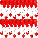 18Pcs Valentines-Day Red Heart Swirls Party-Decorations Romantic Special Night Galentines Hanging Streamers Garland Wedding Anniversary Baby Bridal Shower Birthday Decor Supplies