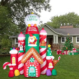 10Ft Christmas Castle Inflatable - Christmas Inflatables Castle Candy Santa Reindeer Gingerbread Penguin With Colorful L