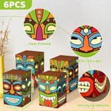 6Pcs Tiki Party Boxes Hawaiian Luau Themed Party Decorations Tiki Totem Boxes Tropical Aloha Ornaments Table Centerpieces Box For Summer Beach Birthday Baby Shower Party Supplies Favors