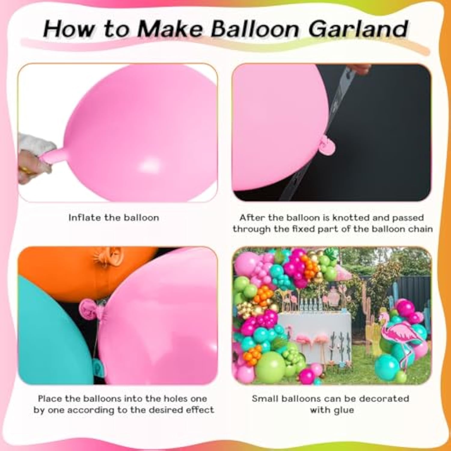 138pcs Flamingo Luau Balloon Garland Kit, Tropical Pink Green Gold Party Decor