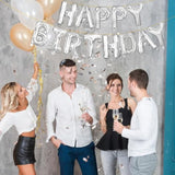 Happy Birthday Balloon Letters 16 Inch Mylar Foil Birthday Balloons Banner Sign For Birthday Party Decorations Supplies (Silver)