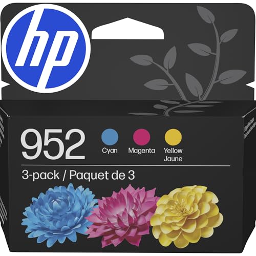 952 Cyan, Magenta, Yellow Ink Cartridges (3-Pack) | Works With Printer Series: Officejet 8702, Officejet Pro 7720, 7740, 8210, 8710, 8720, 8730, 8740 | Eligible For Instant Ink | N9K27An